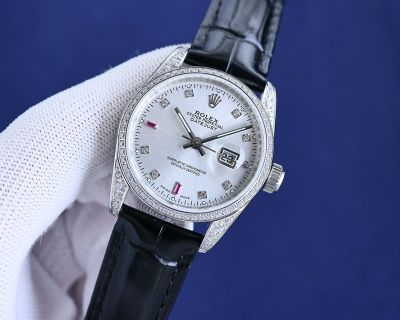 Rolex Datejust NH05 Movement Lady 32mm 316L Steel Diamond Bezel White Gold Watch